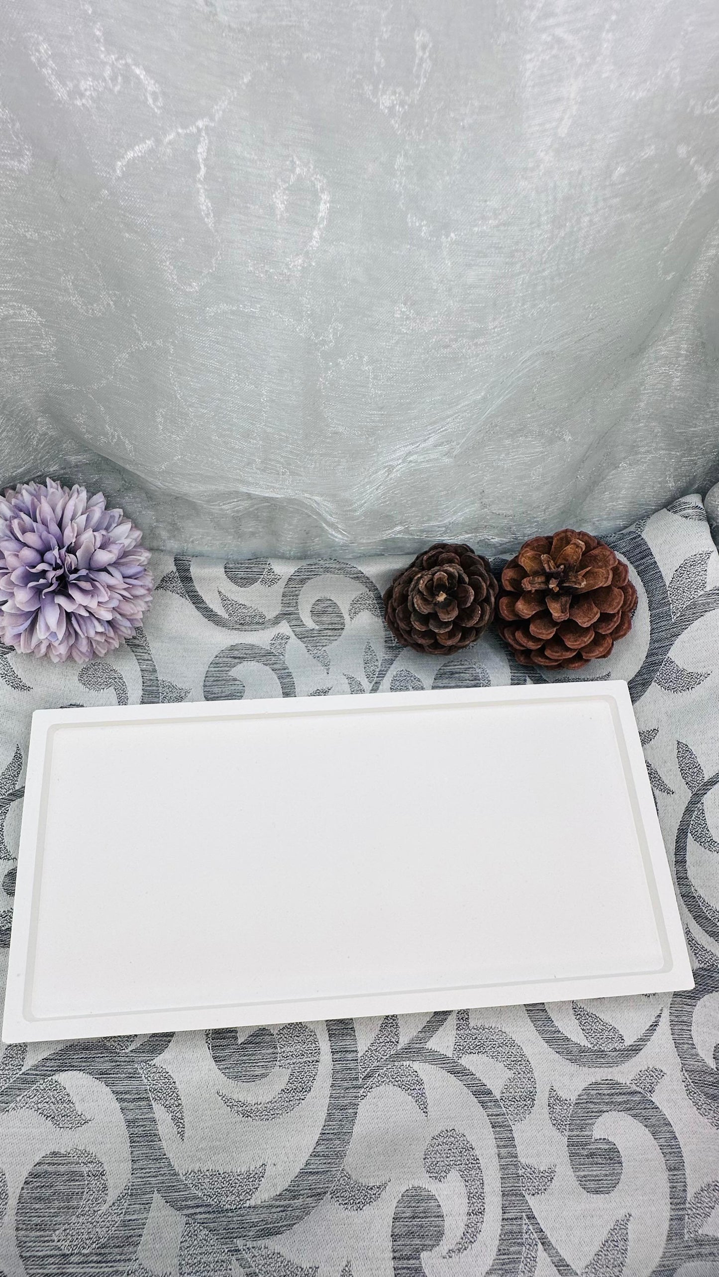 Rechteckiges Keracraft-Tablett in Weiß Herzberg Crafts