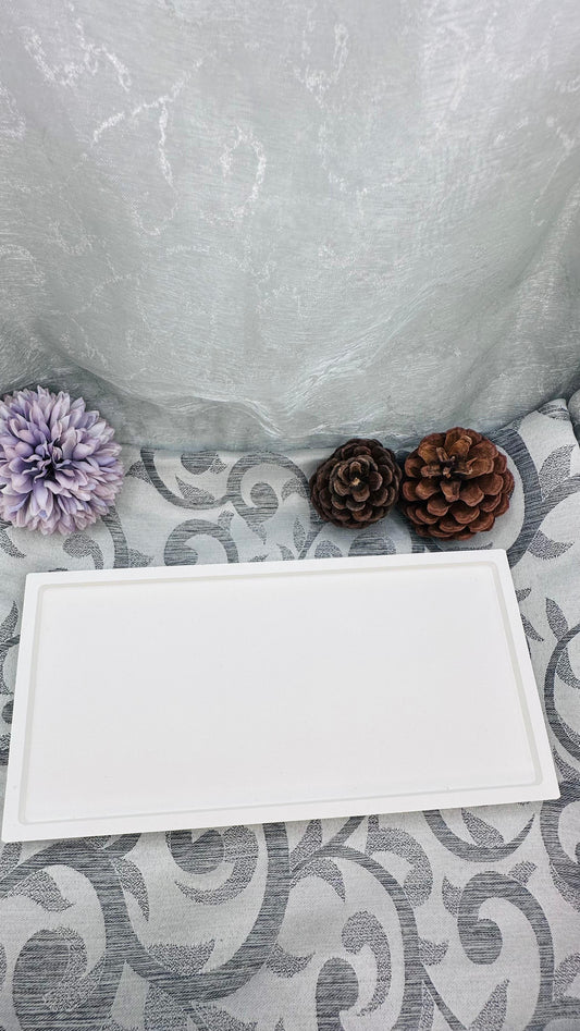 Rechteckiges Keracraft-Tablett in Weiß Herzberg Crafts