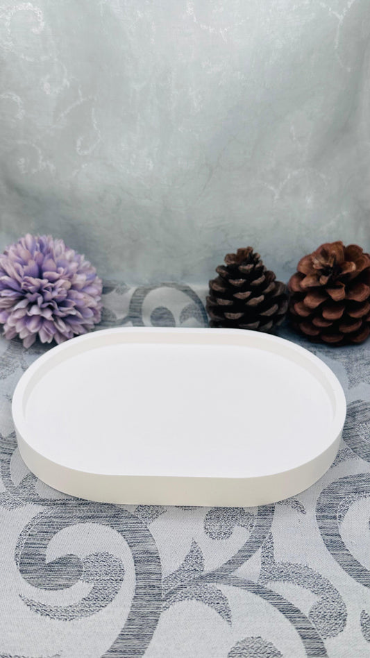 ovales Tablett aus Keracraft in Weiß Ø 15 cm Herzberg Crafts