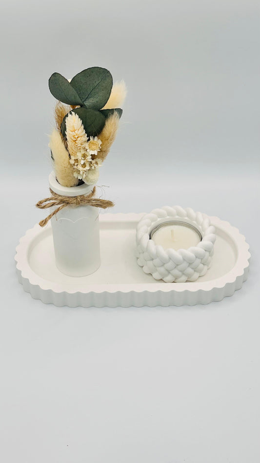 Ovales Keracraft Tablett mit geriffeltem Rand Herzberg Crafts