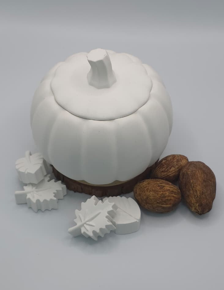 Keracraft Kürbisdose in Weiß mit Decke Herzberg Crafts