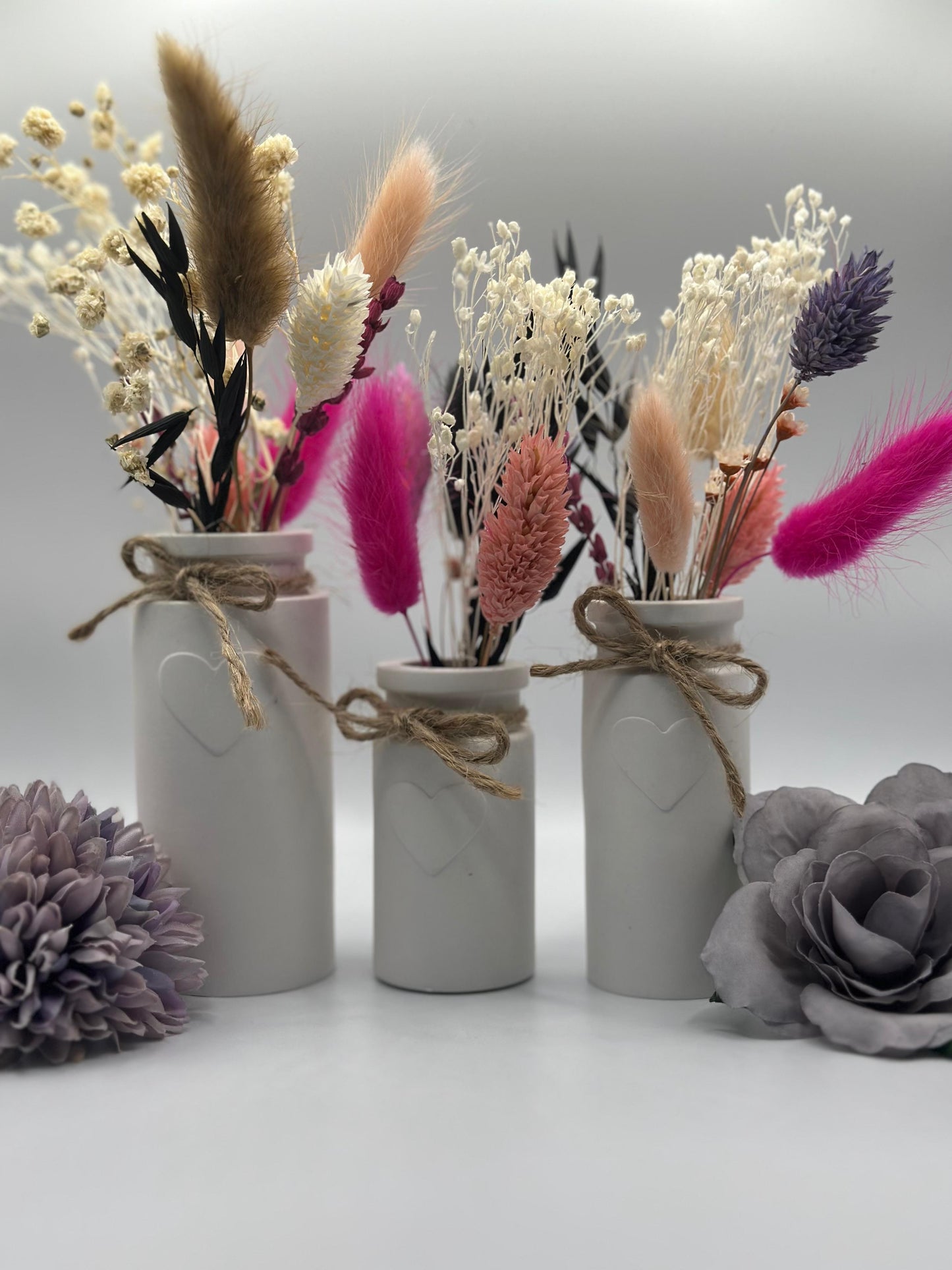 Keracraft Vasen mit Herzrelief in Weiß, 3er-Set Herzberg Craft